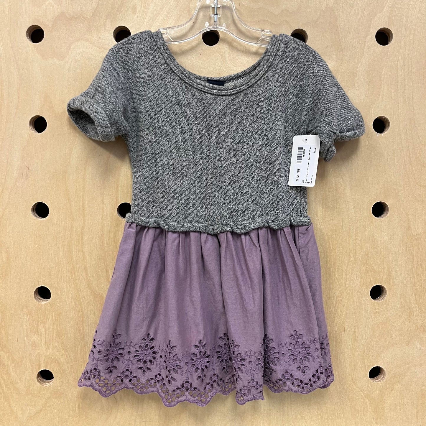 Knit Grey/Lavender Eyelet Dres