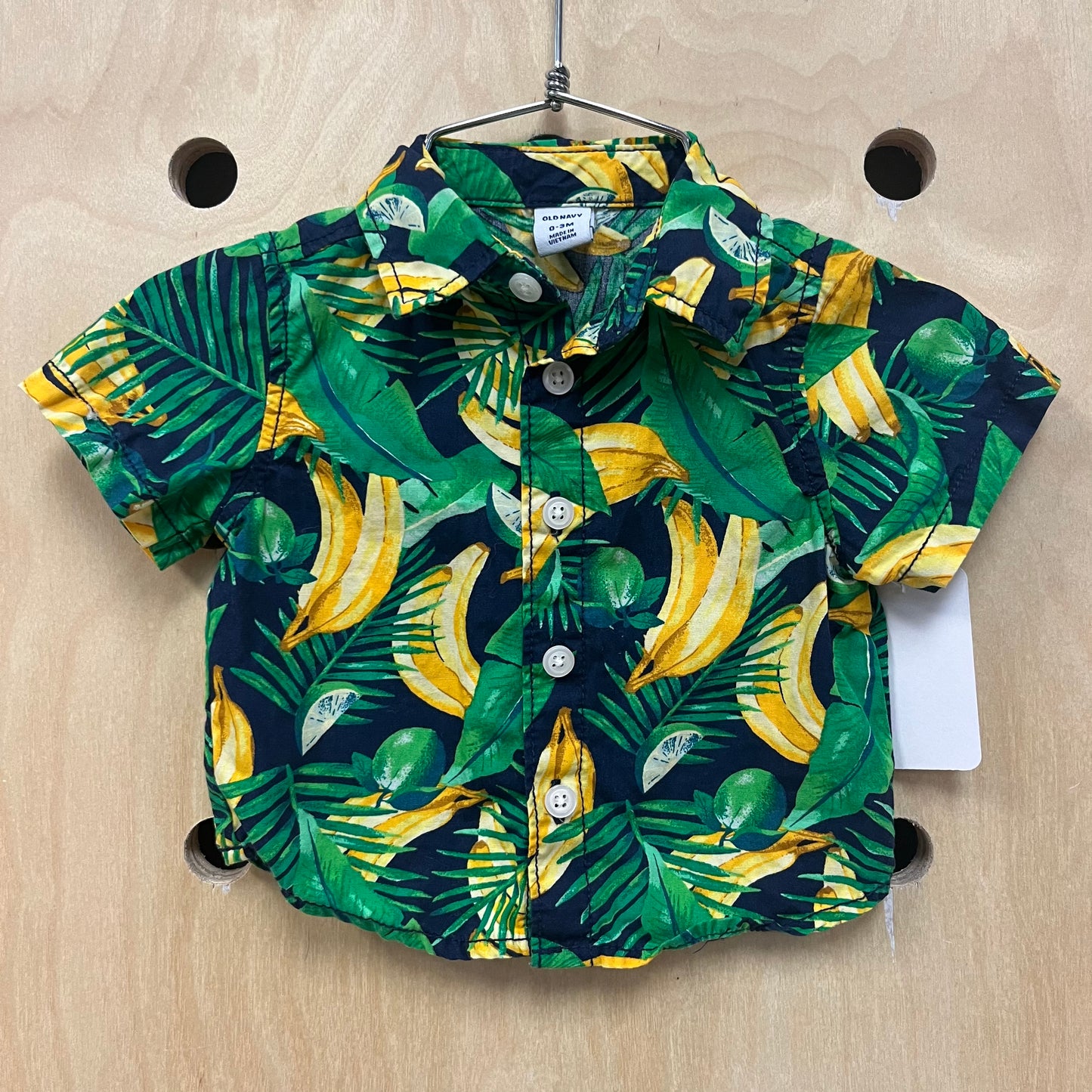Navy Banana+Lime Button SS