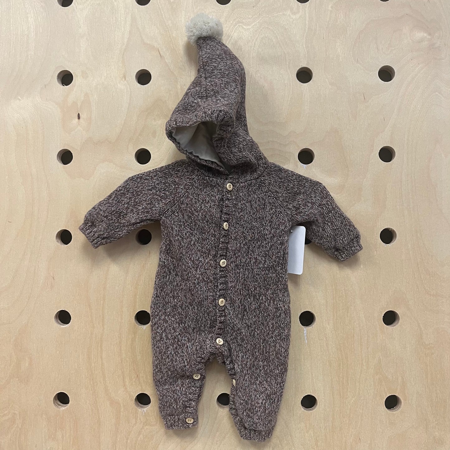 Brown Knit Lined Romper