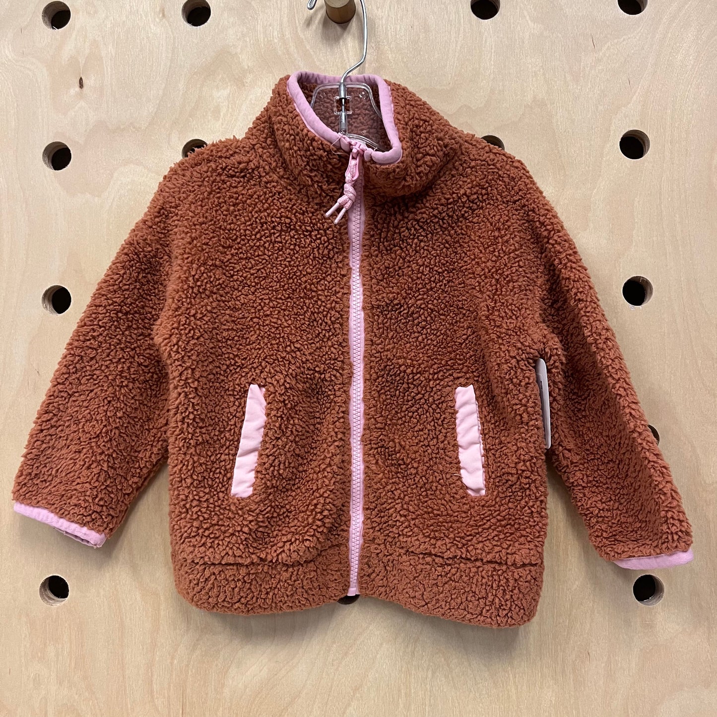 Brown & Pink Sherpa Jacket