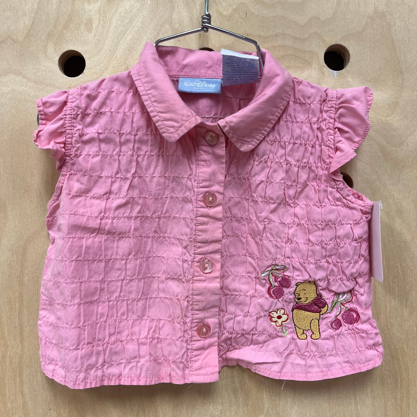 Pink Smocked Pooh Top