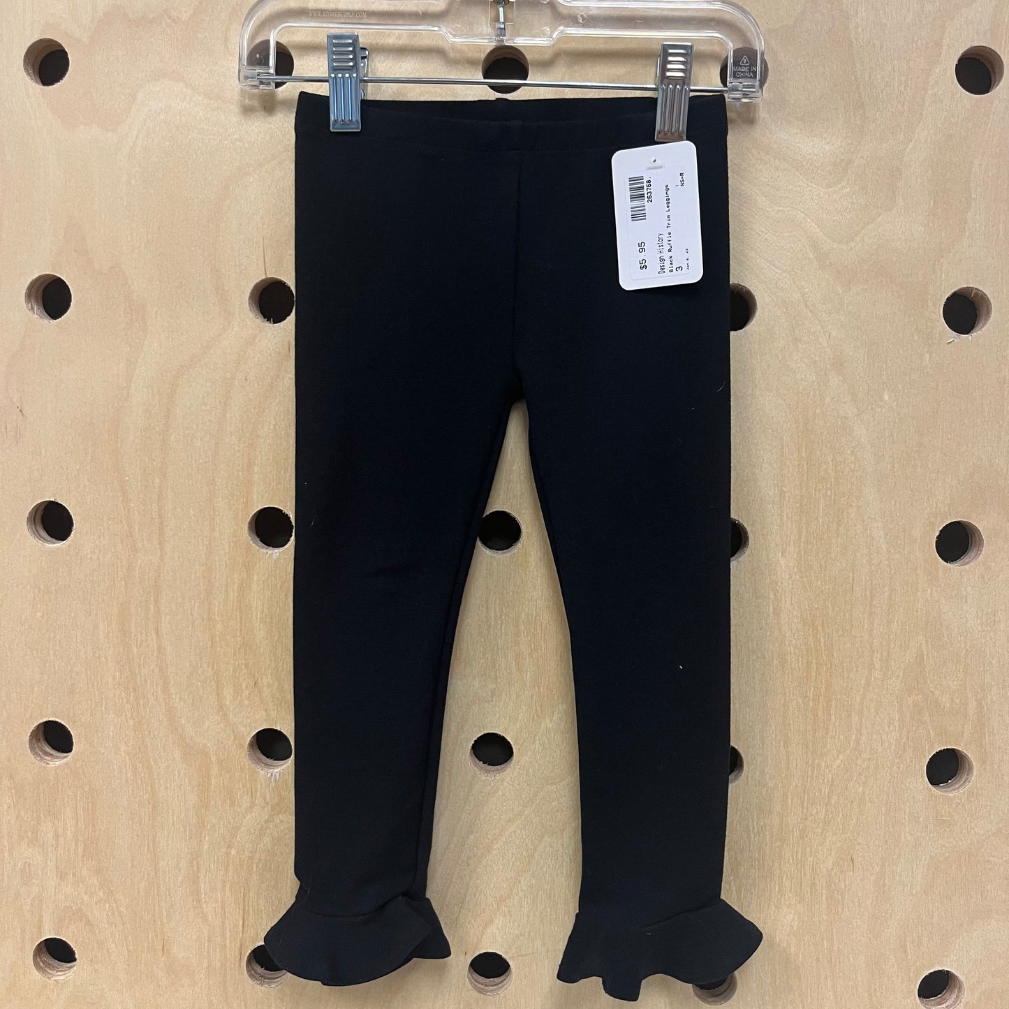 Black Ruffle Trim Leggings