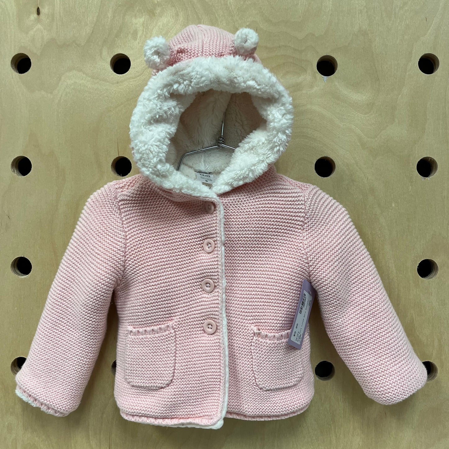 Pink Knit Lined Ears Sweater