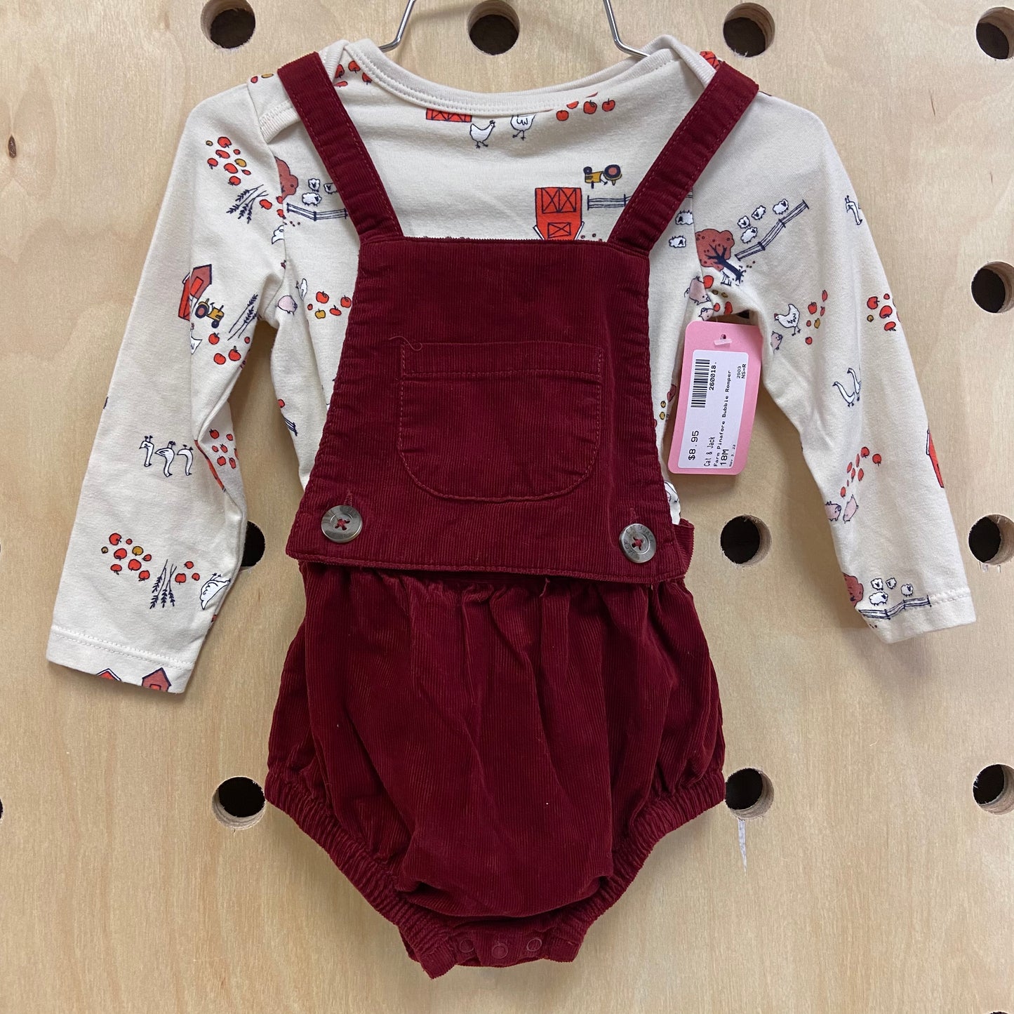 Farm Pinafore Bubble Romper
