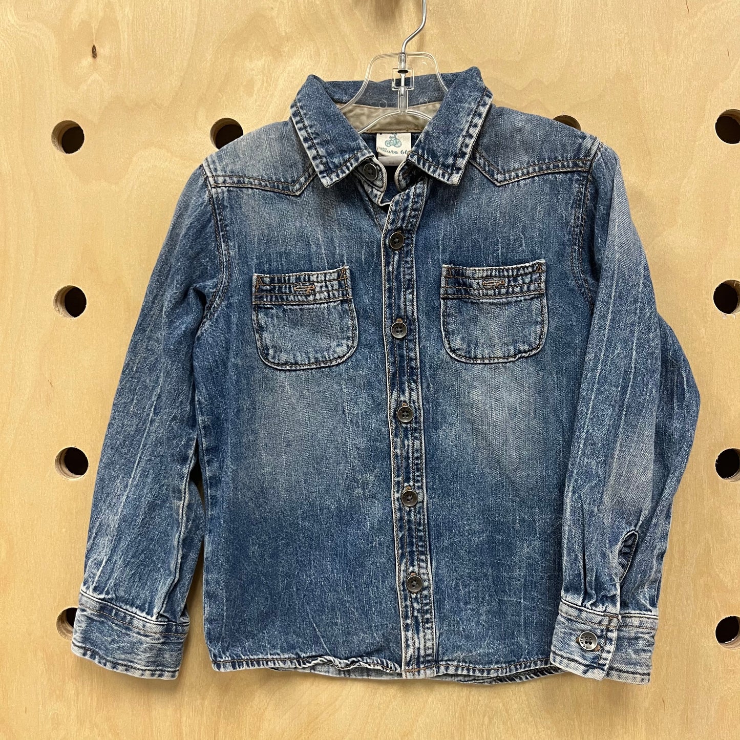 Acid Wash Denim LS Button Up