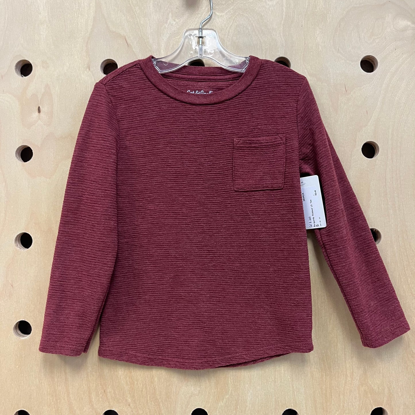 Burgundy Ribbed LS Tee
