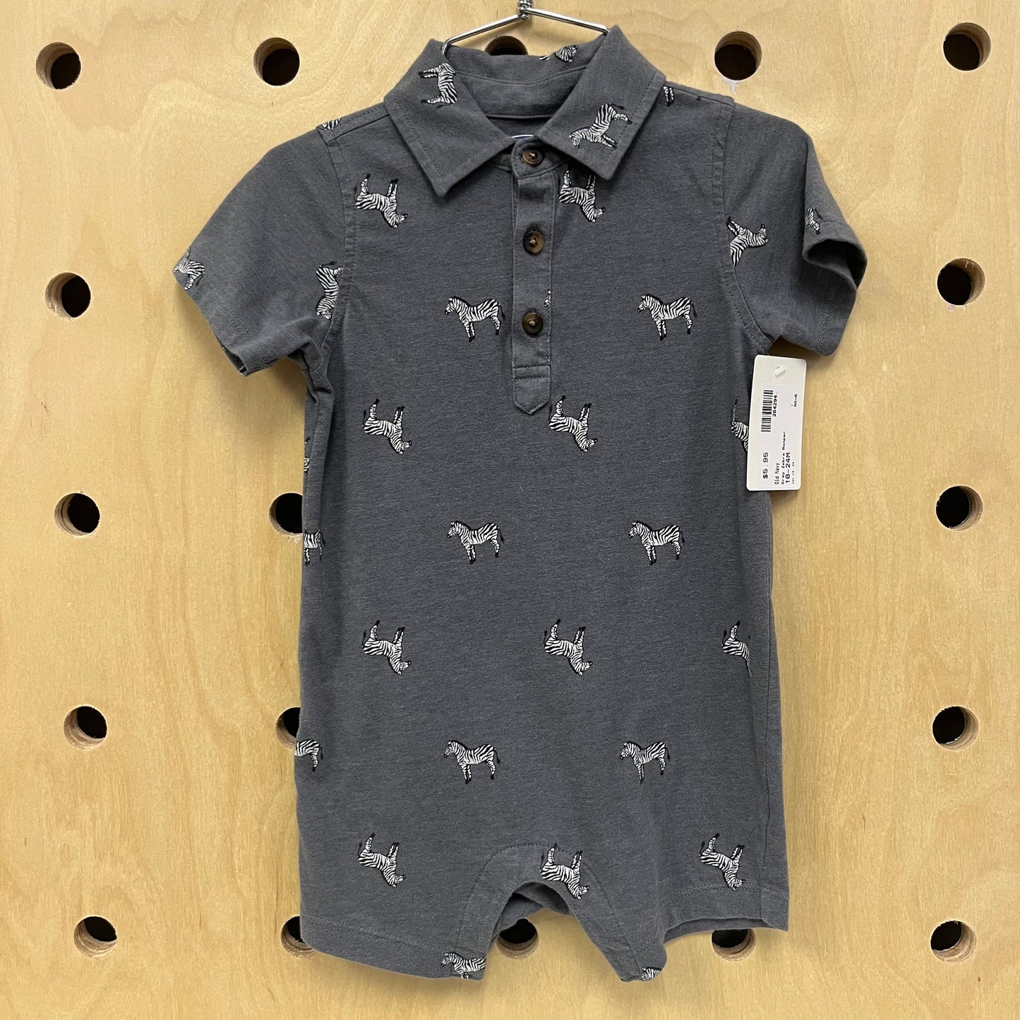 Grey Zebra Romper