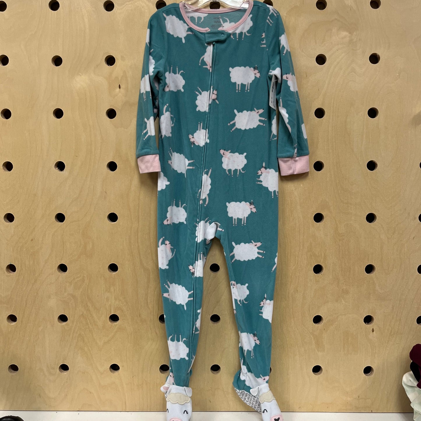 Teal Sheep Fleece Footies