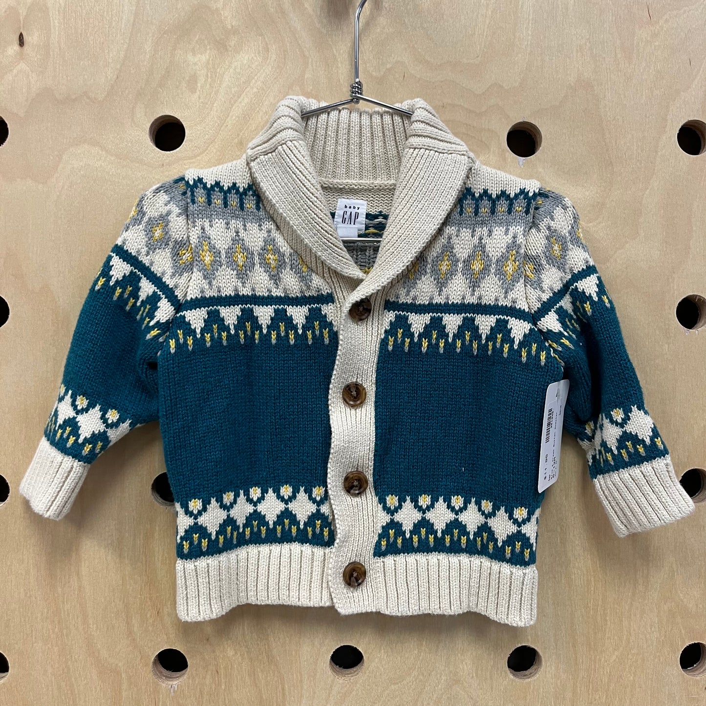 Blue & Cream Button Sweater
