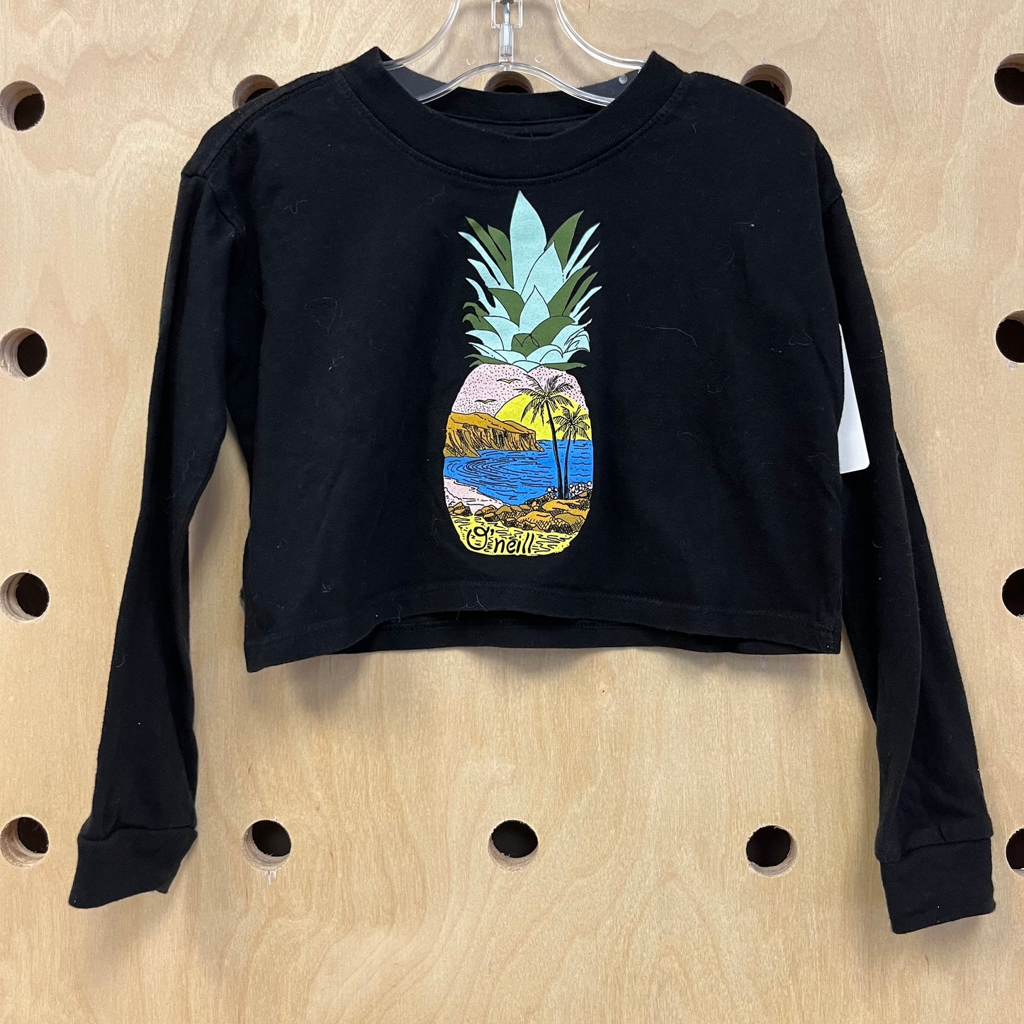 Black Pineapple Cropped LS Top