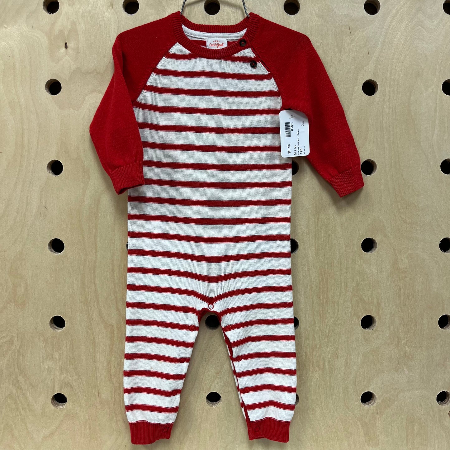Red Striped Knit Romper