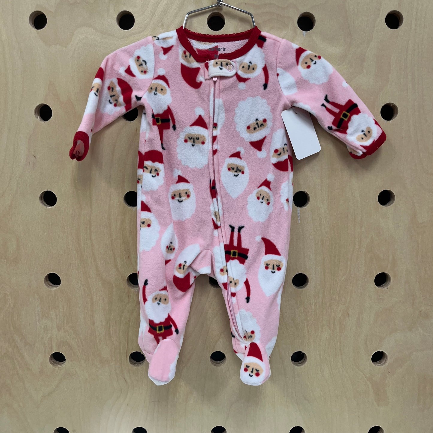 Pink Santa Fleece Footies