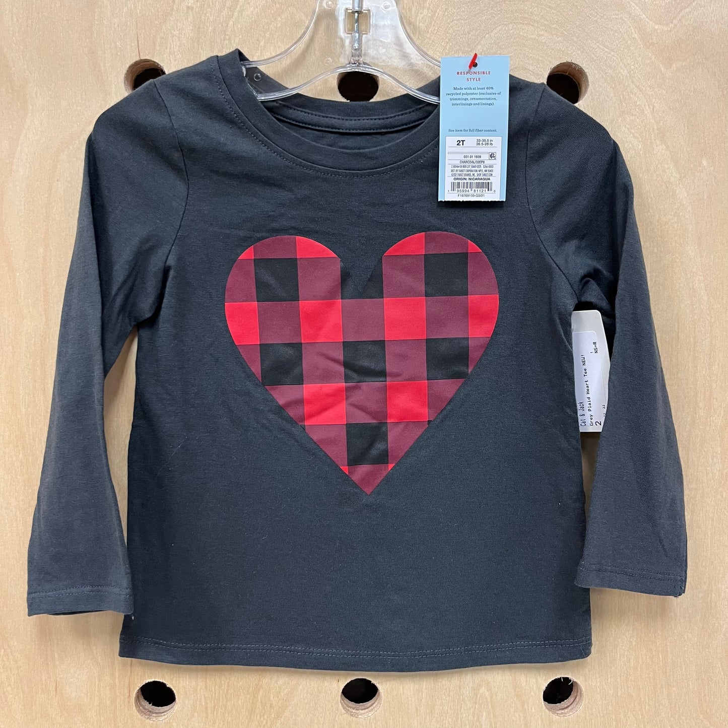 Grey Plaid Heart Tee NEW!