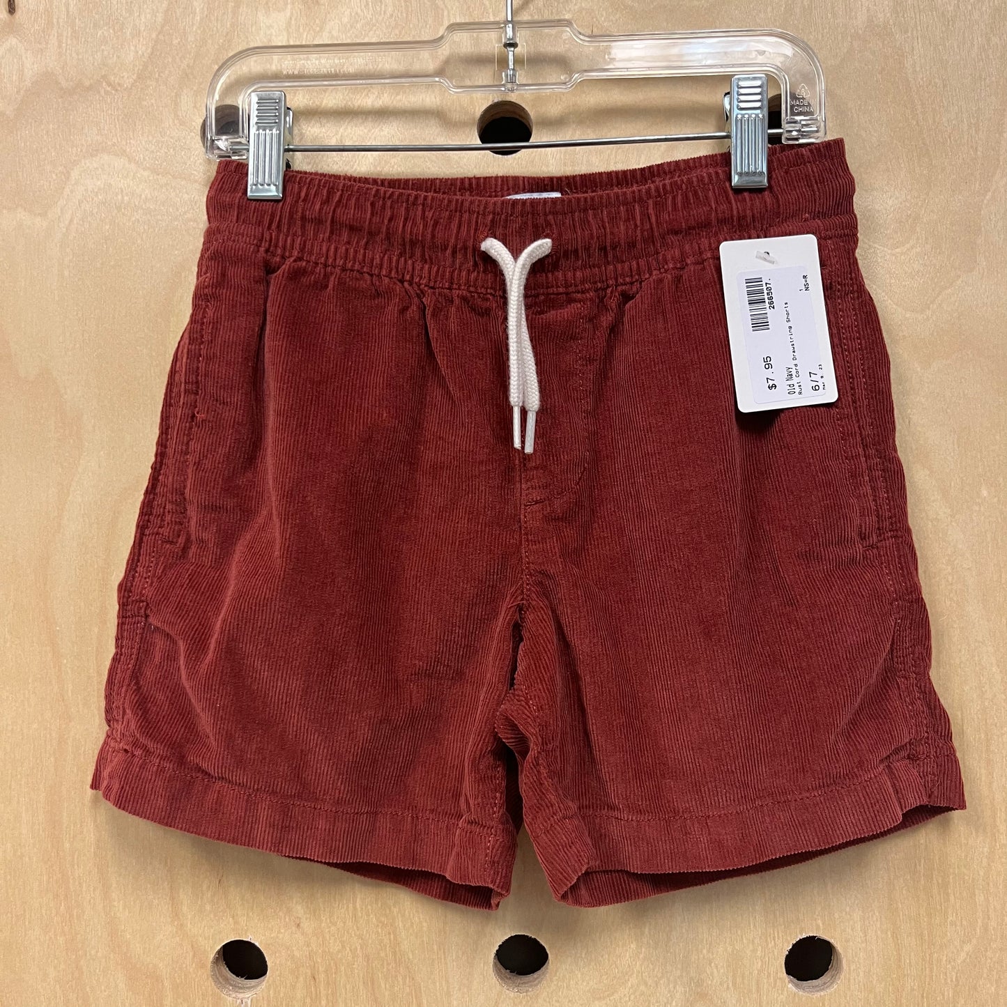 Rust Cord Drawstring Shorts