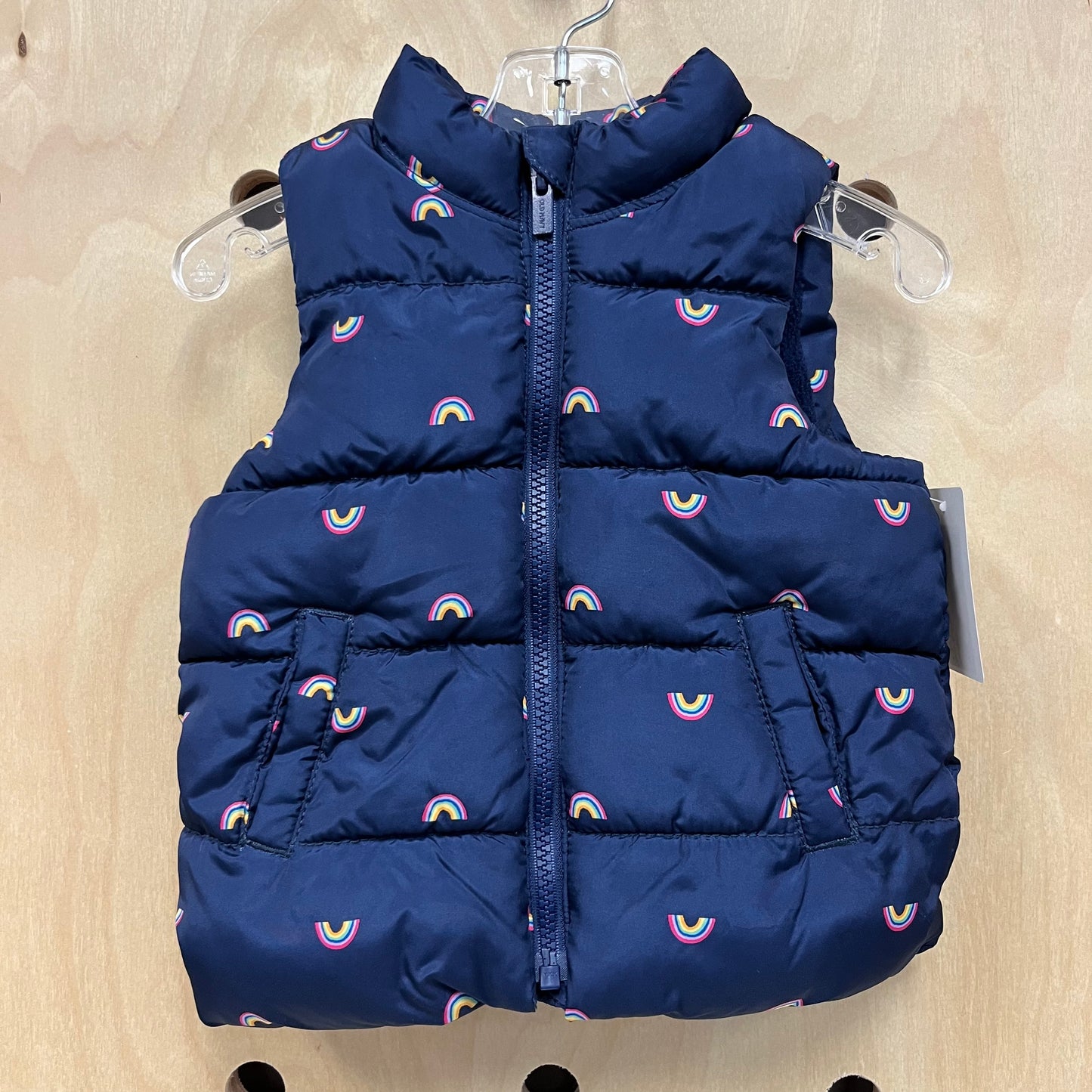 Navy Rainbow Puffer Zip Vest