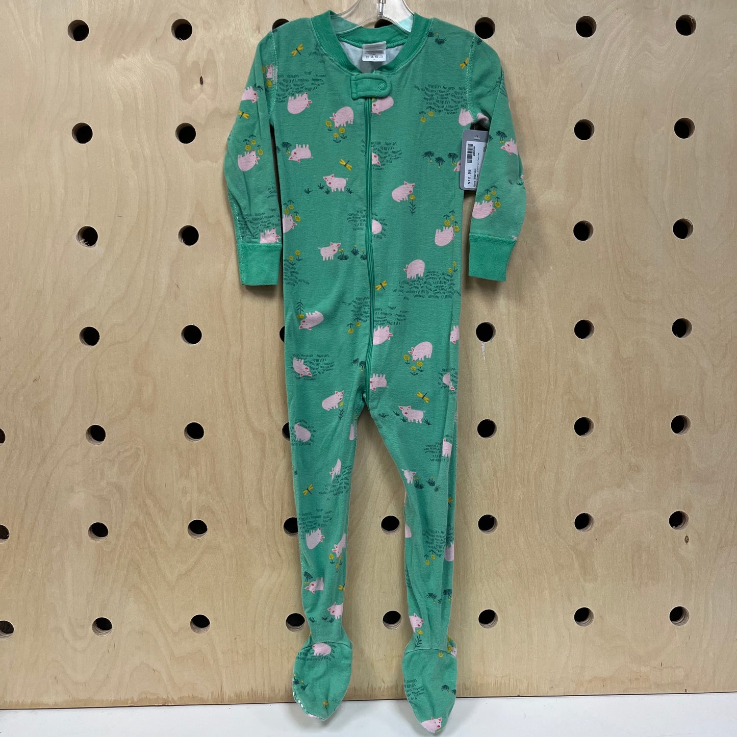 Green Piggy Zippered Footies