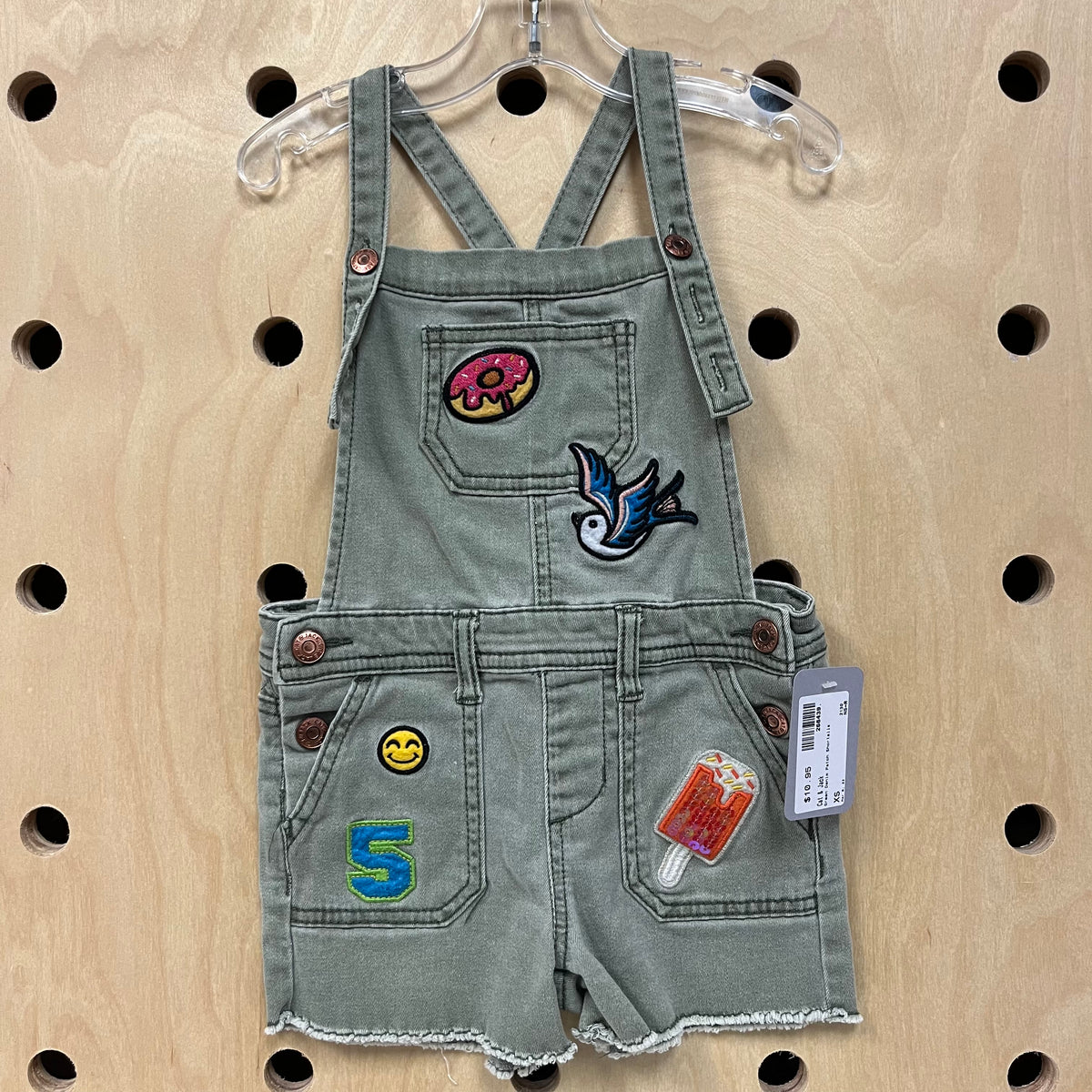 Green Denim Patch Shortalls