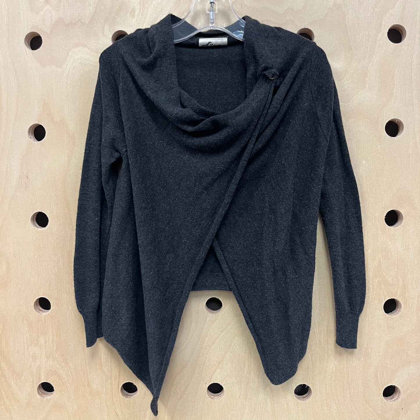 Grey Soft LS Wrap Cardigan