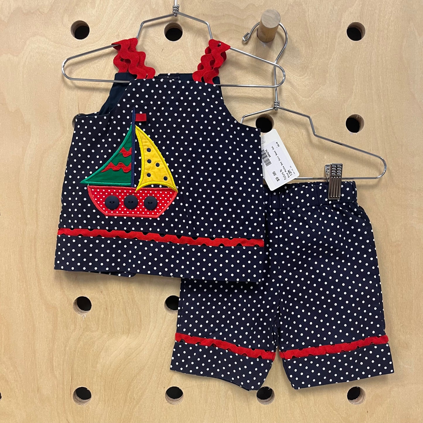 Blue Polka Dot Sail Boat Set