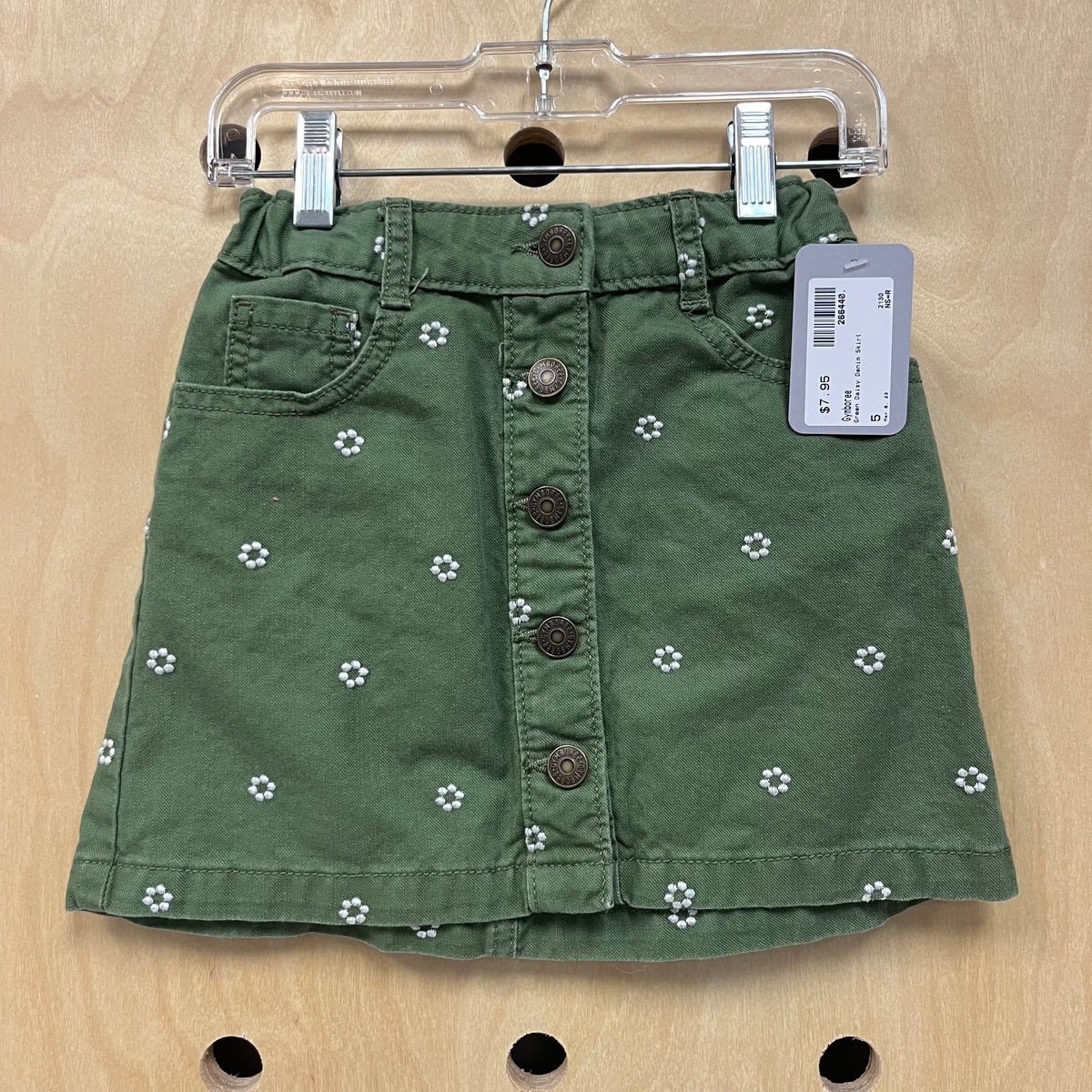 Green Daisy Denim Skirt