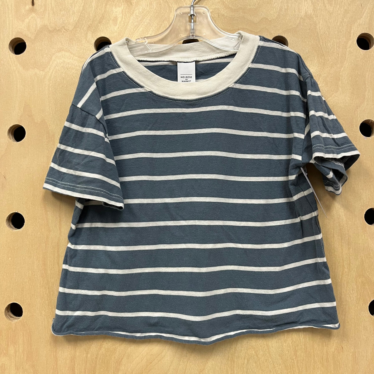 Blue & White Striped Crop Top