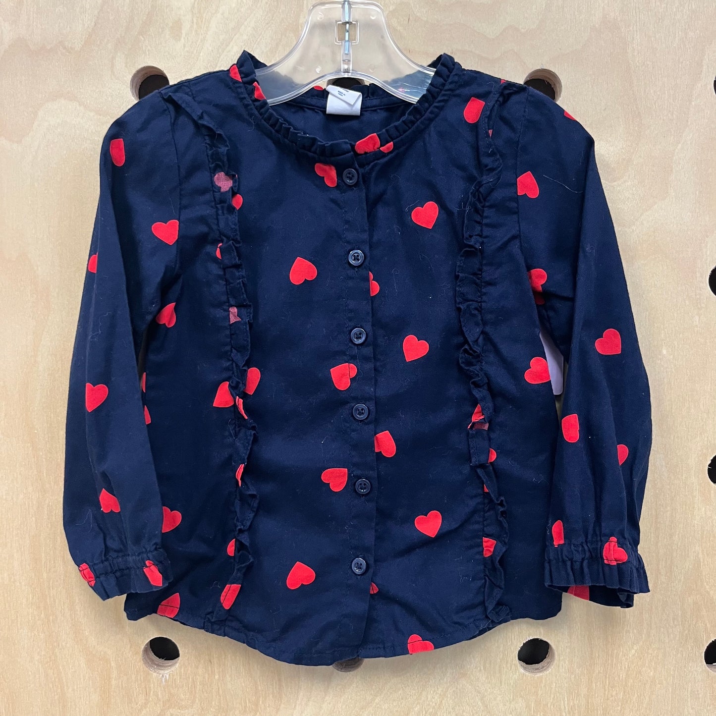 Blue + Red Hearts Top