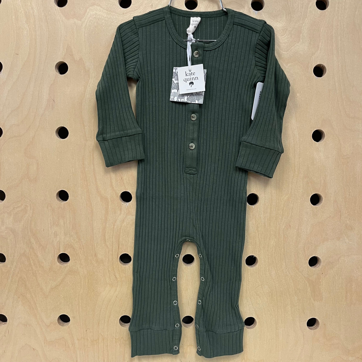 Green Ribbed Organic Romper NEW!