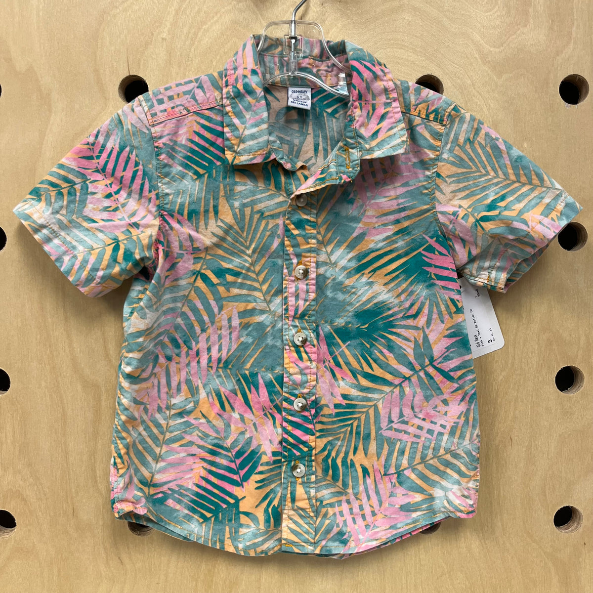 Pink + Teal SS Button Up