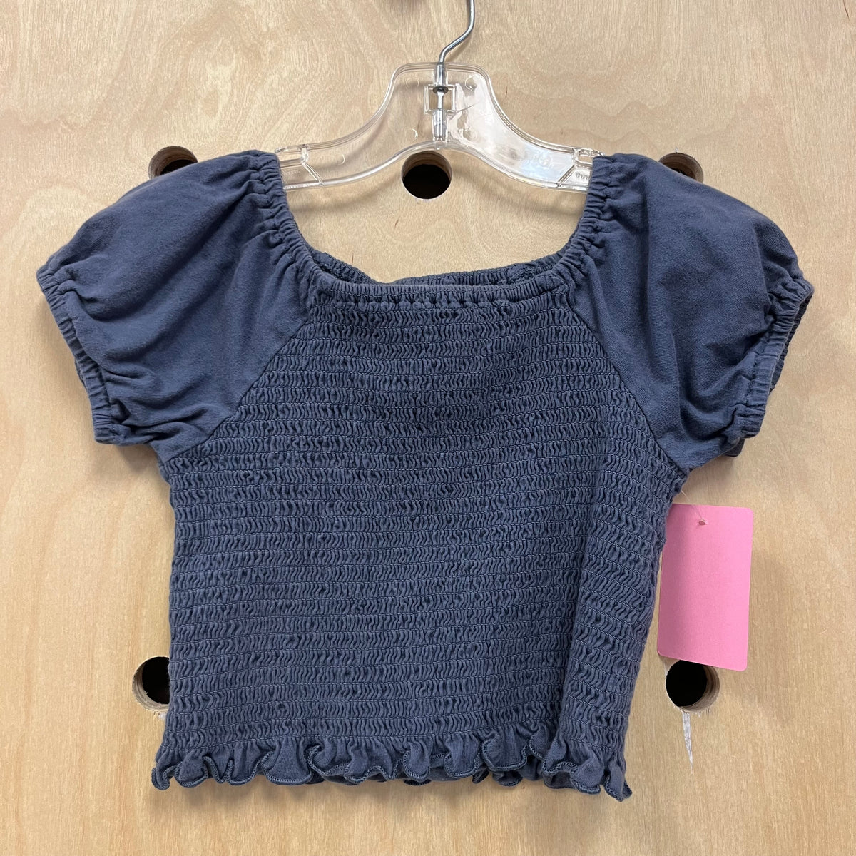Blue Smocked Crop Top