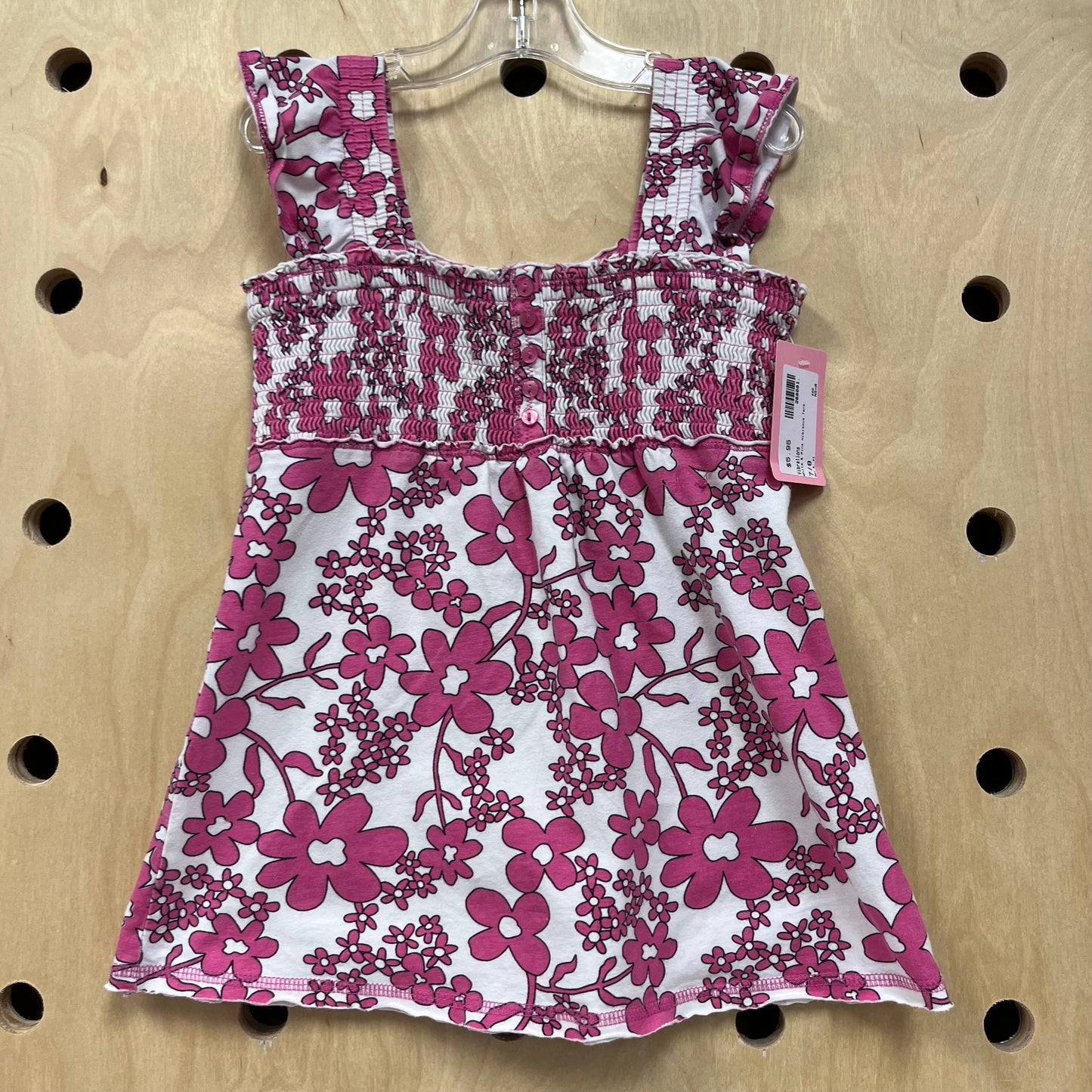 White & Pink Hibiscus Tank