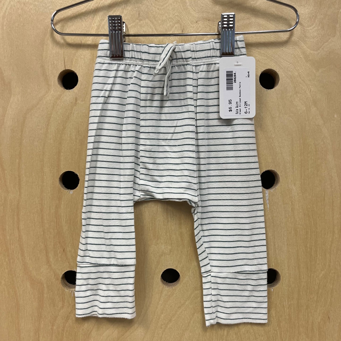 Green Striped Bamboo Pants
