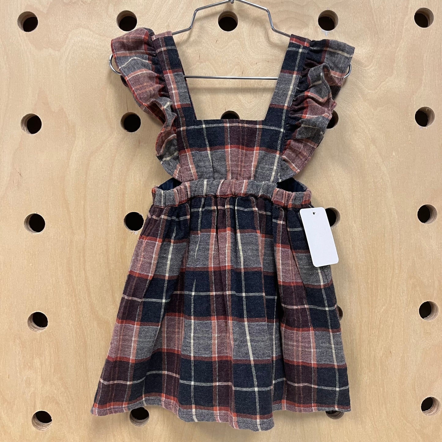 Purple & Blue Plaid Pinafore Dress