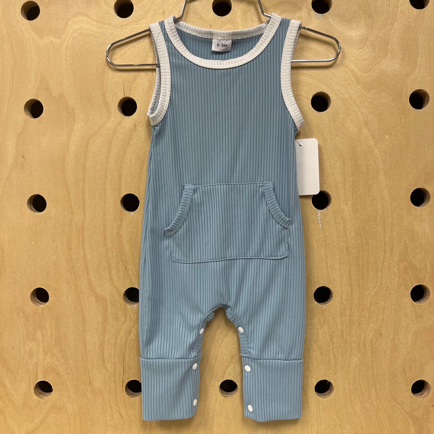 Blue Ribbed Romper