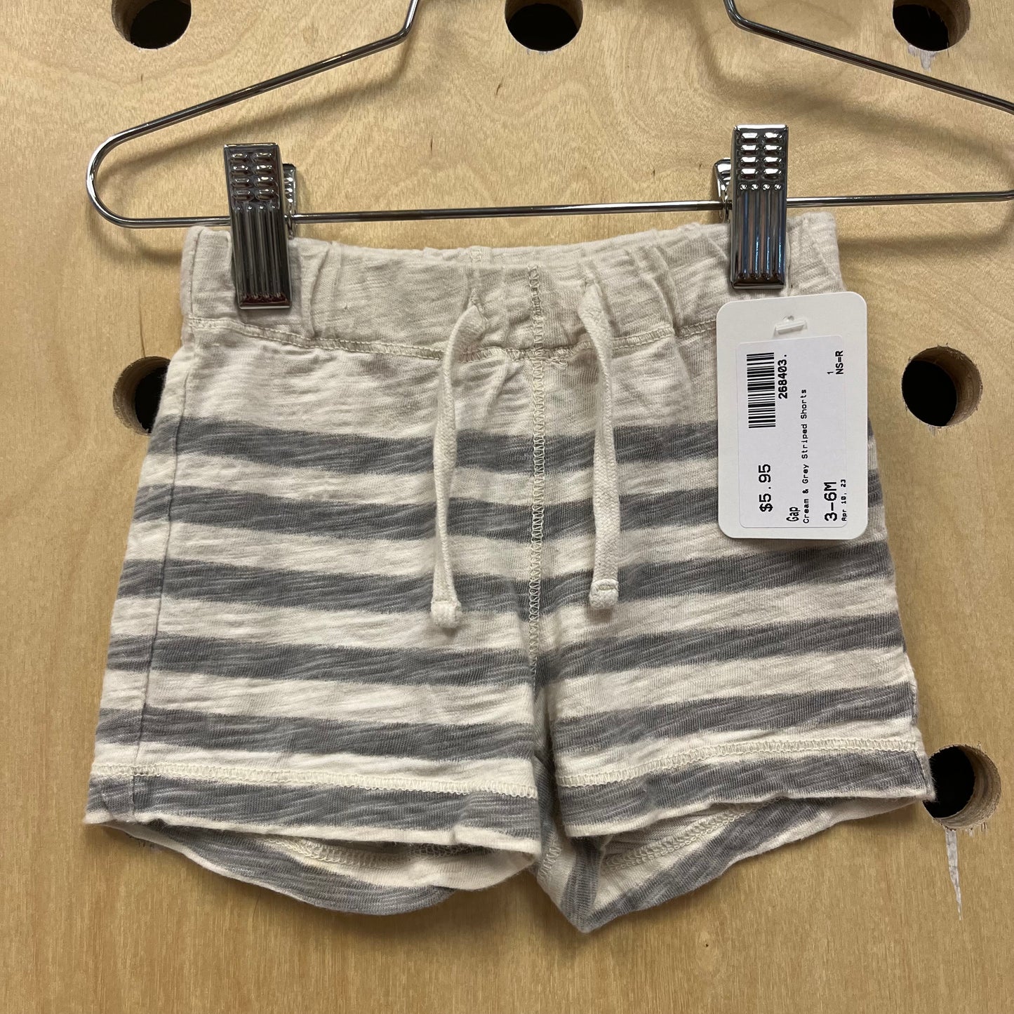 Cream & Grey Striped Shorts