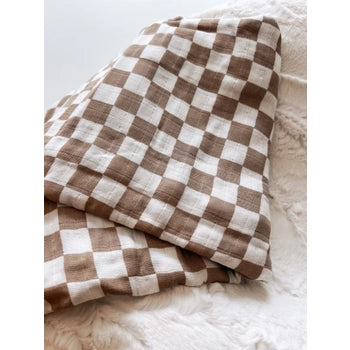 Bamboo Swaddle Taupe Checkered