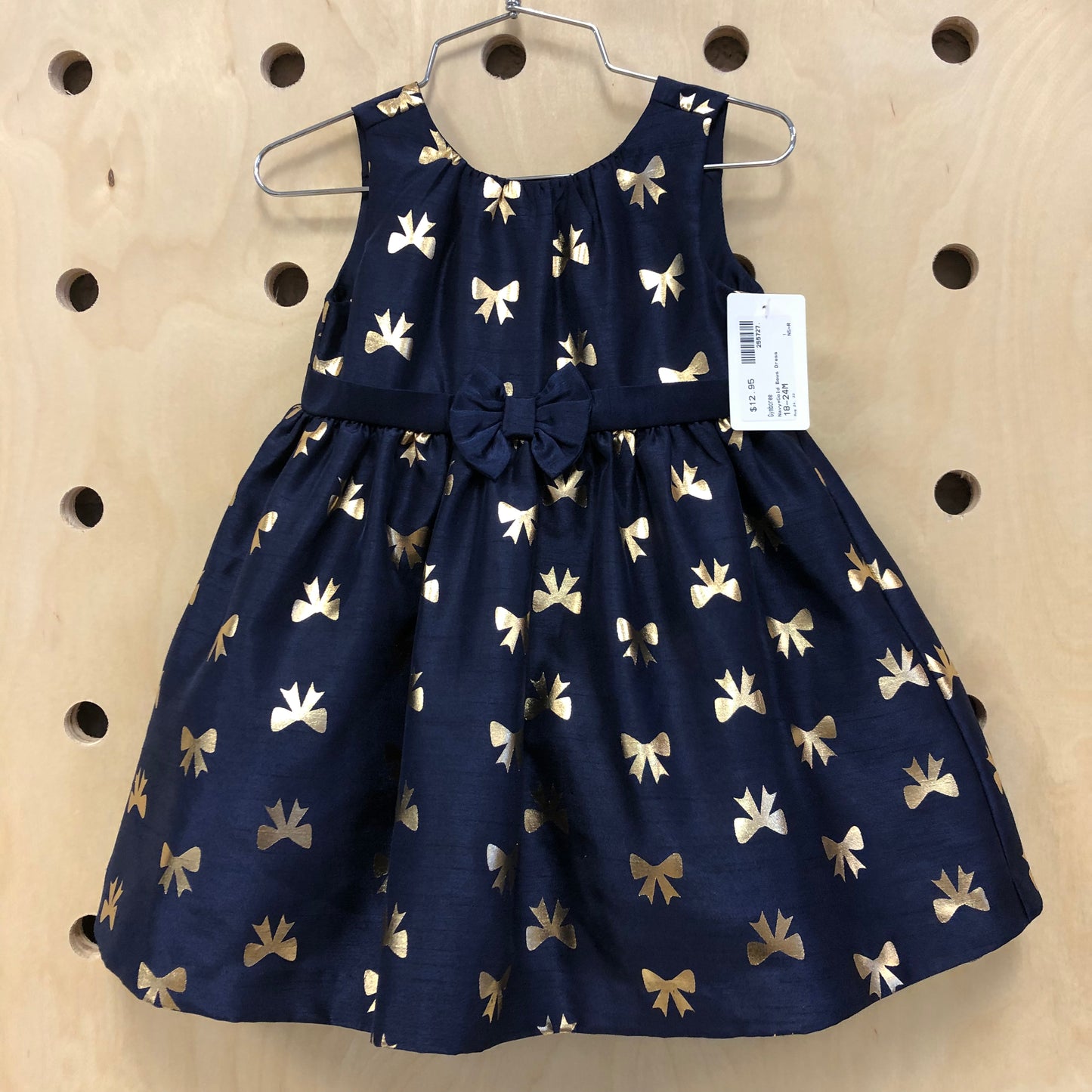 Navy+Gold Bows Dress