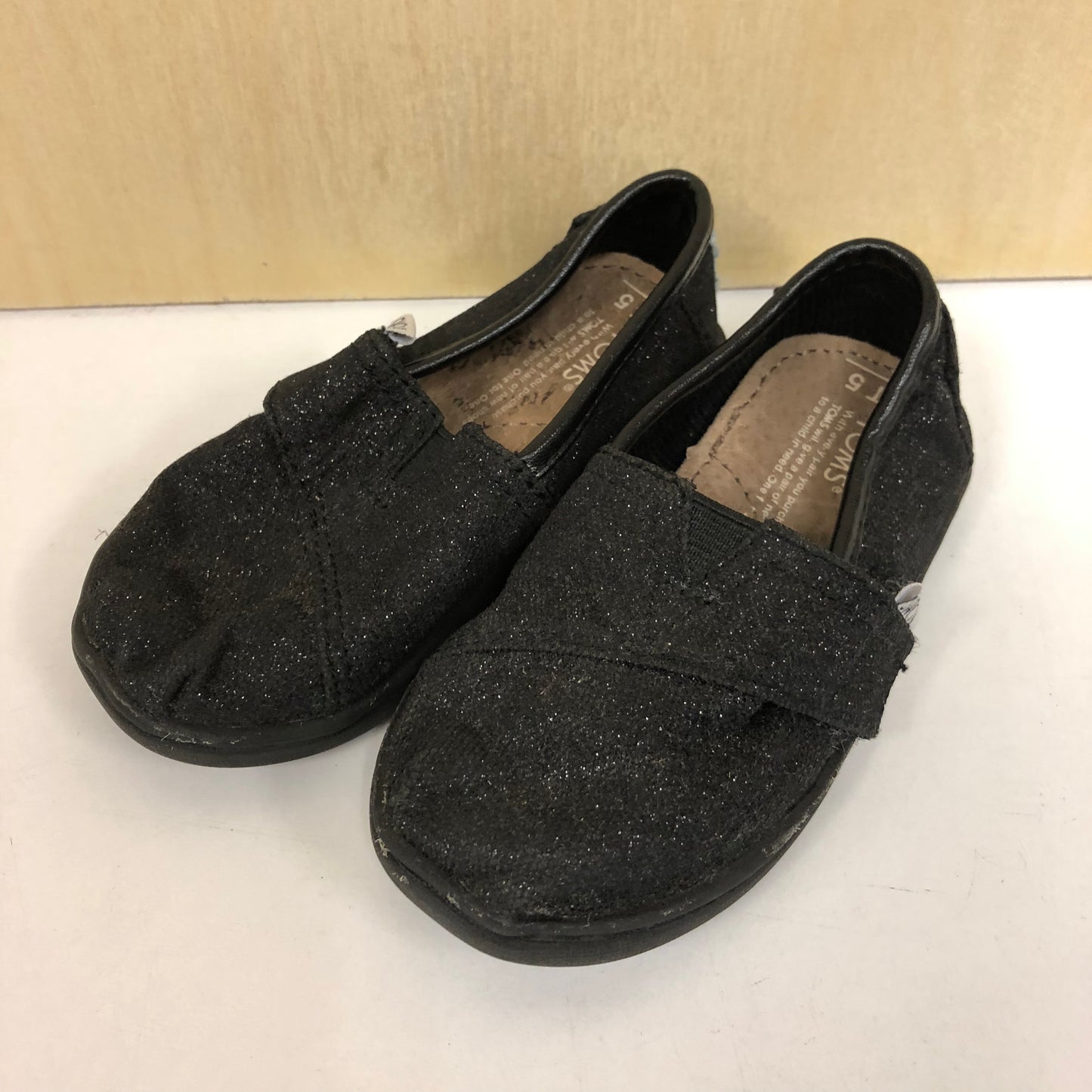 Black Glitter Slip Ons