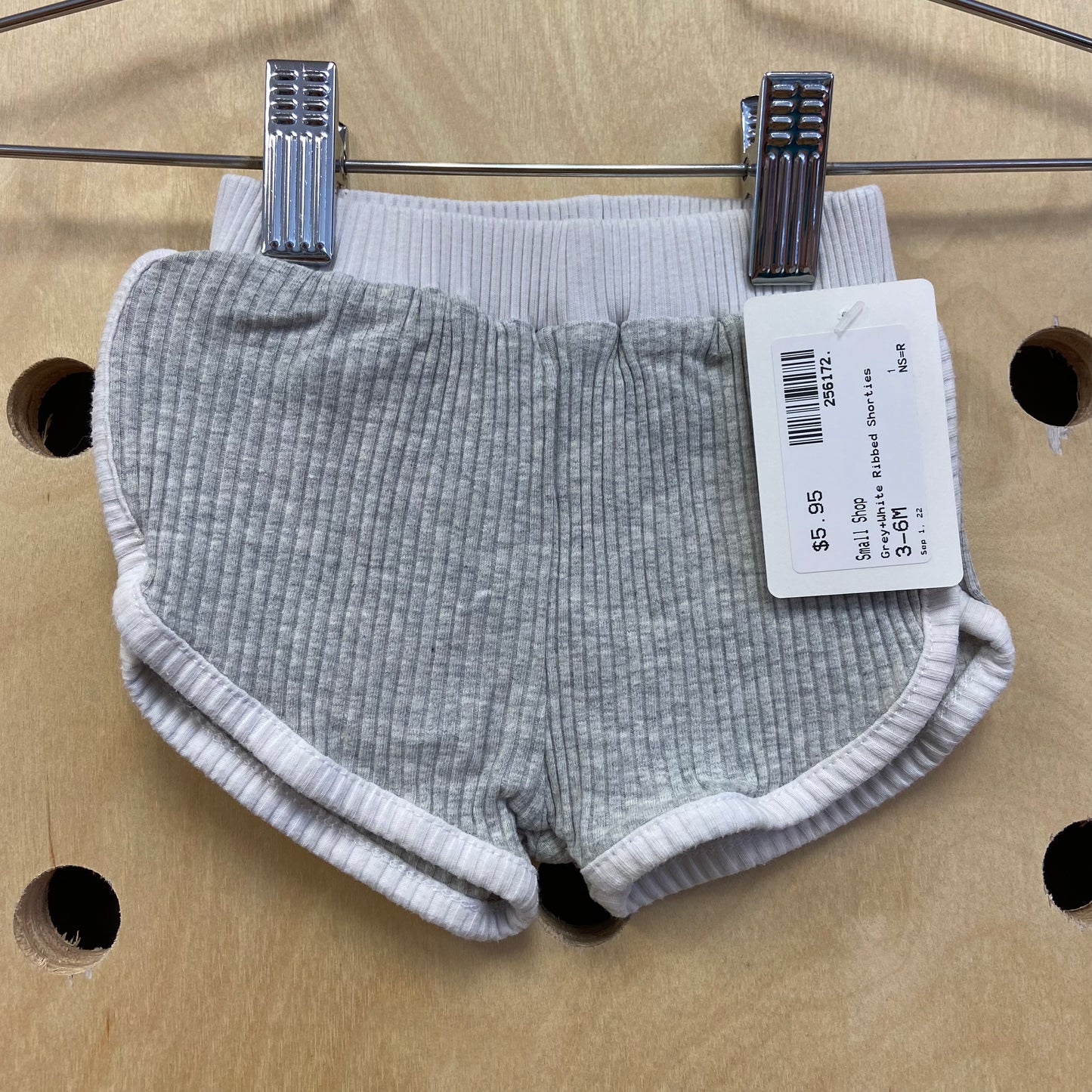 Grey+White Ribbed Shorties