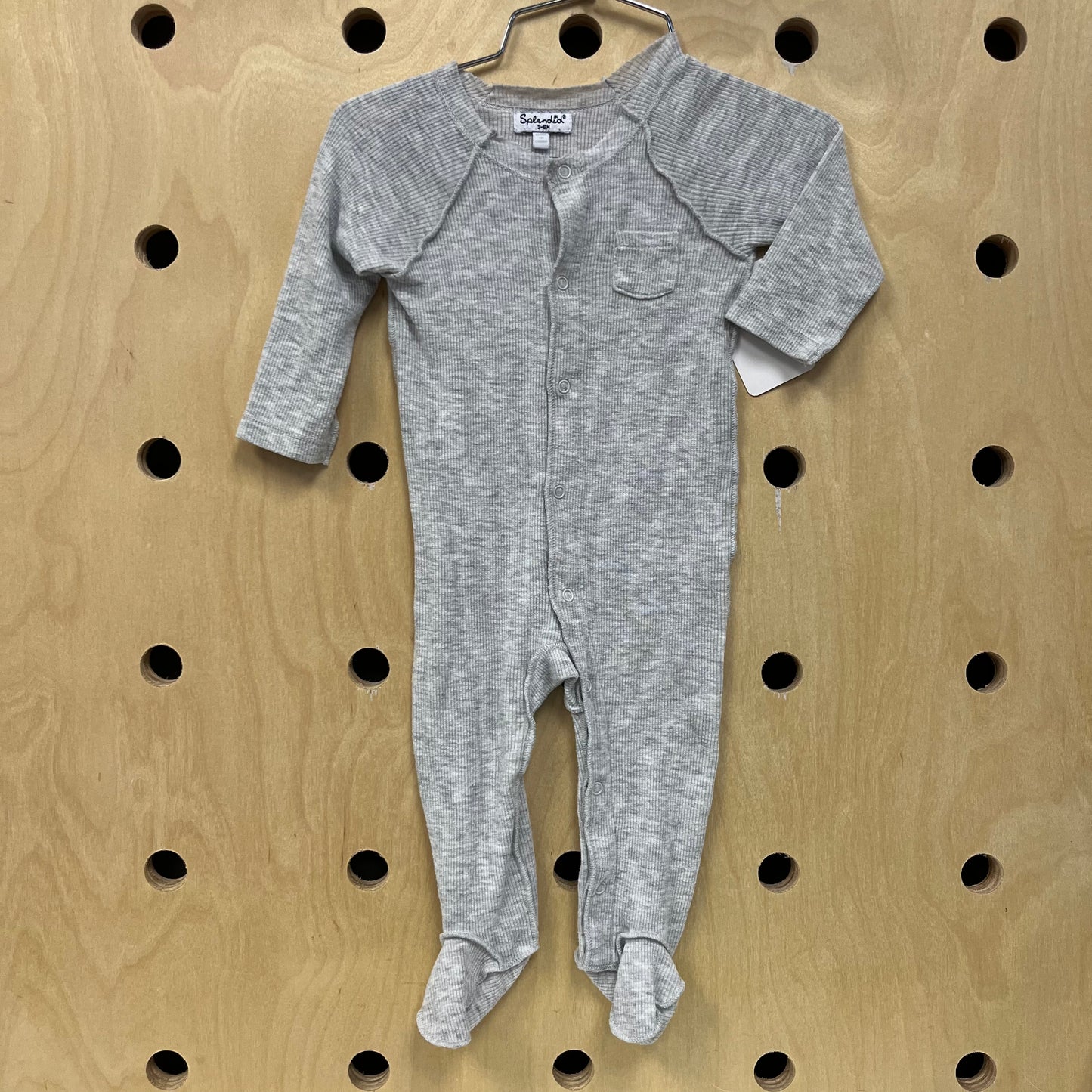 Grey Ribbed Snap Footies