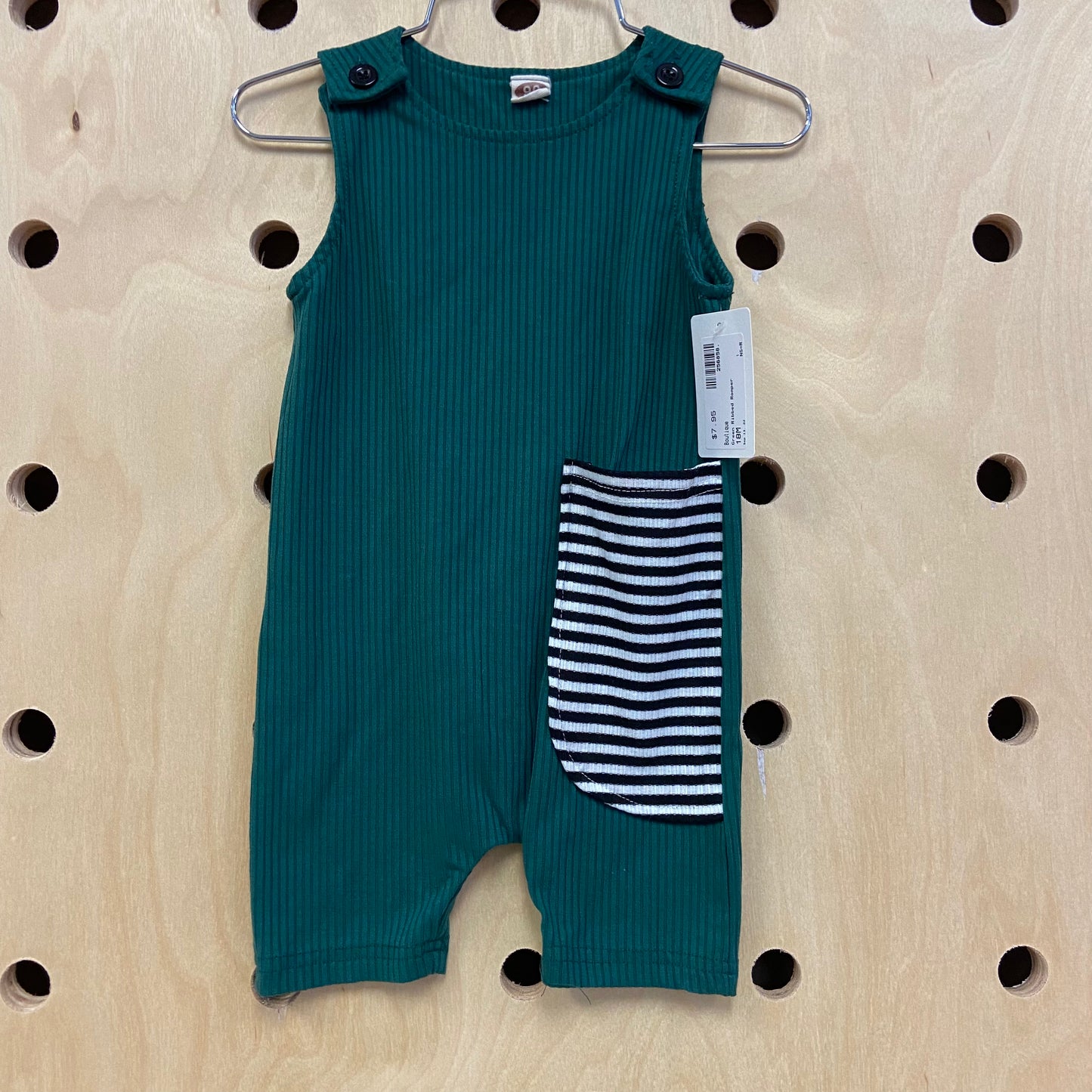 Green Ribbed Romper