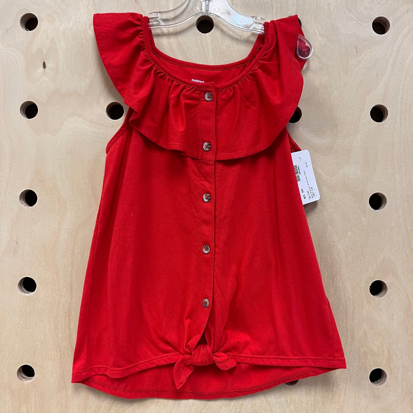 Red Ruffle Knotted Tank
