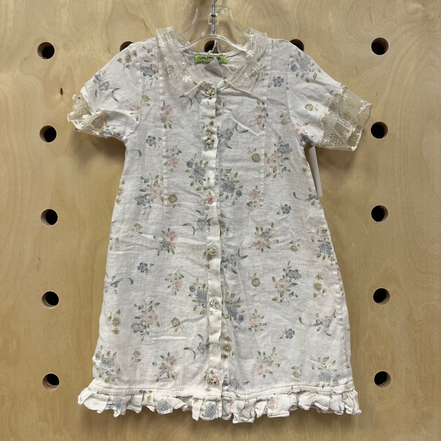 White Floral Linen Dress