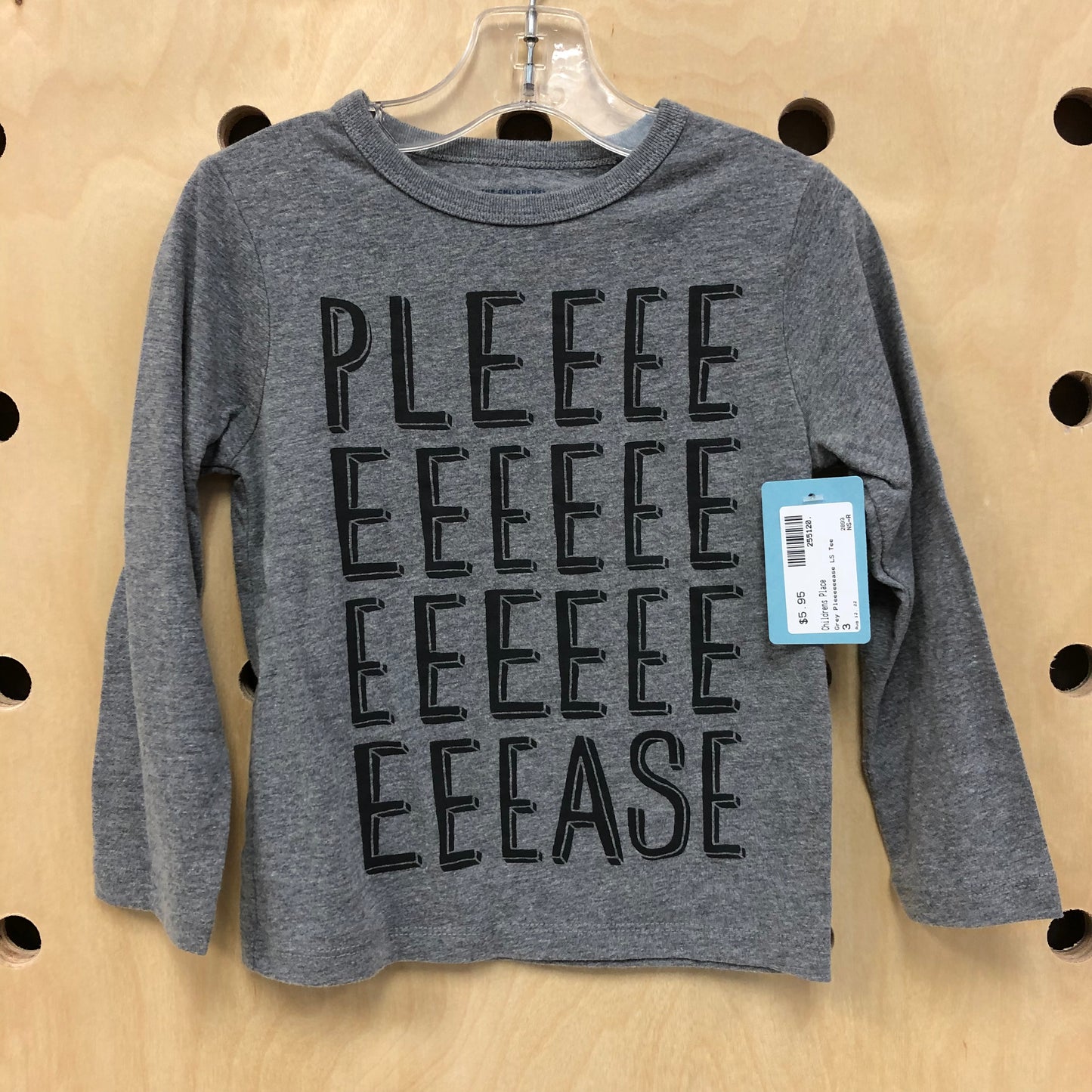Grey Pleeeeeease LS Tee