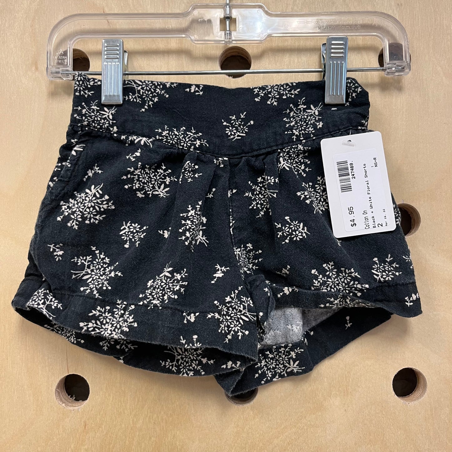 Black + White Floral Shorts