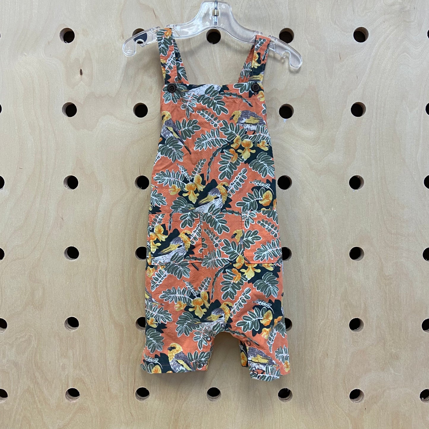 Coral Birds + Floral Romper
