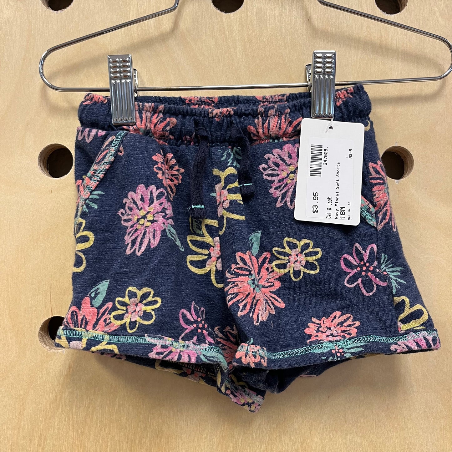 Navy Floral Soft Shorts