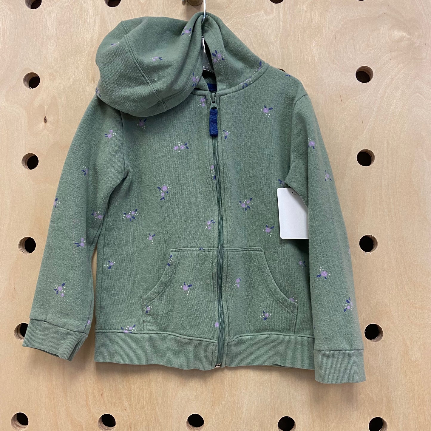 Sage Green Floral Zip Hoodie