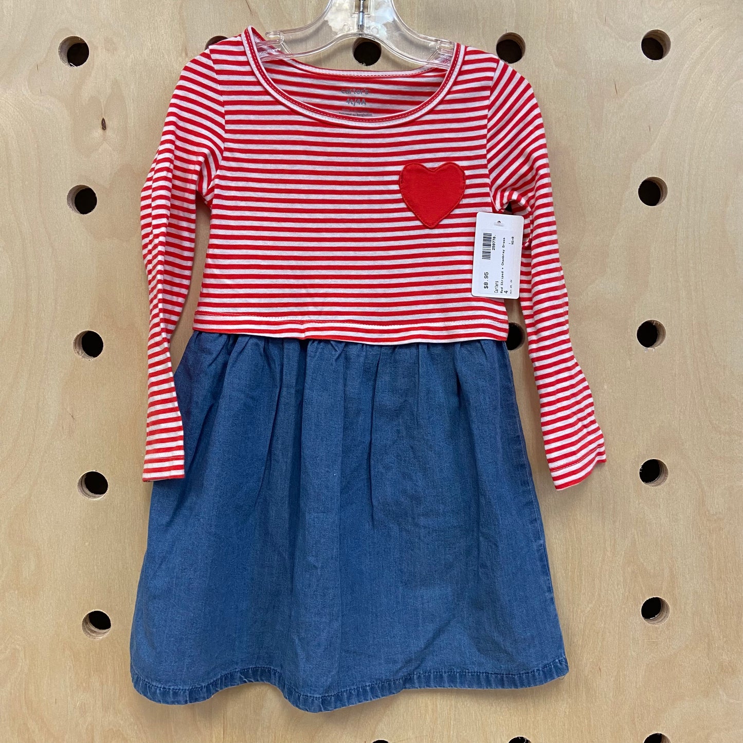Red Striped + Chambray Dress