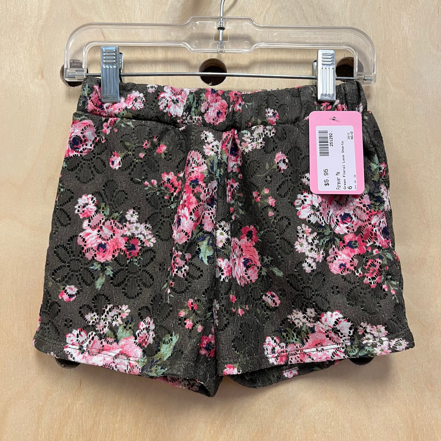 Green Floral Lace Shorts