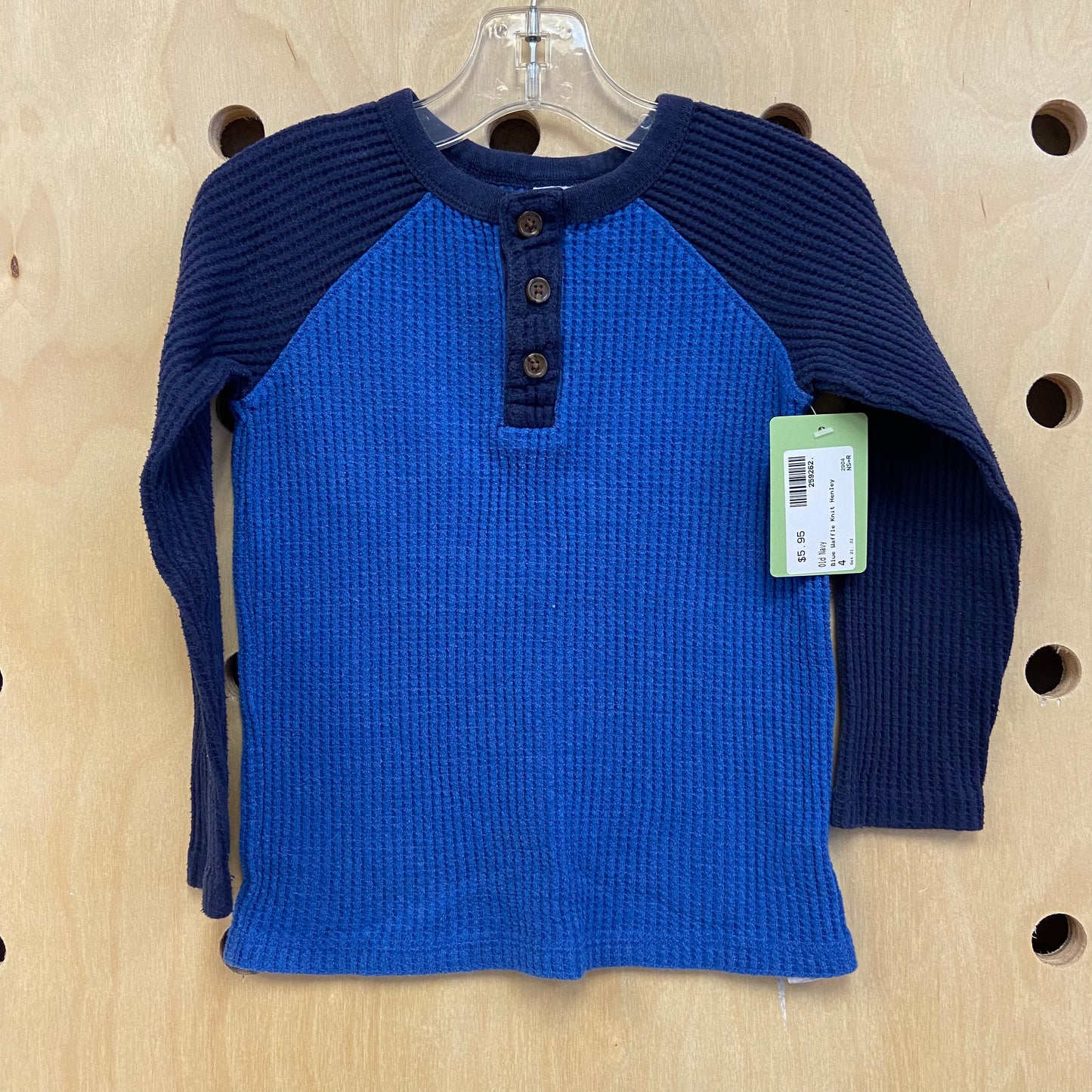 Blue Waffle Knit Henley